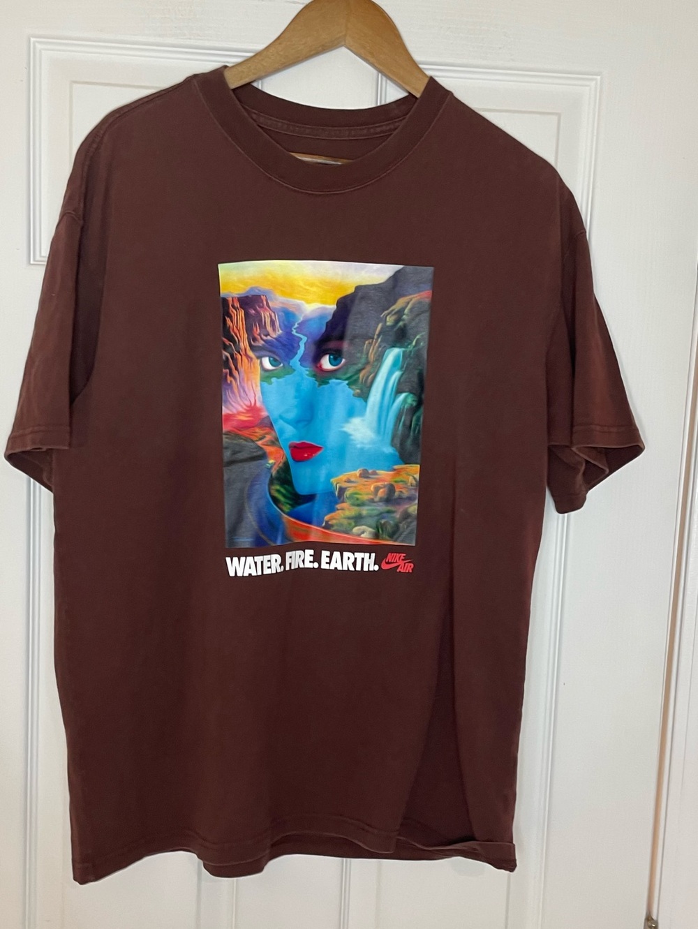 🔥Nike Air Water Fire Earth in Brown cotton Graphic Tee - mens Large